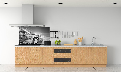 Spatscherm keuken Een auto die te hard rijdt