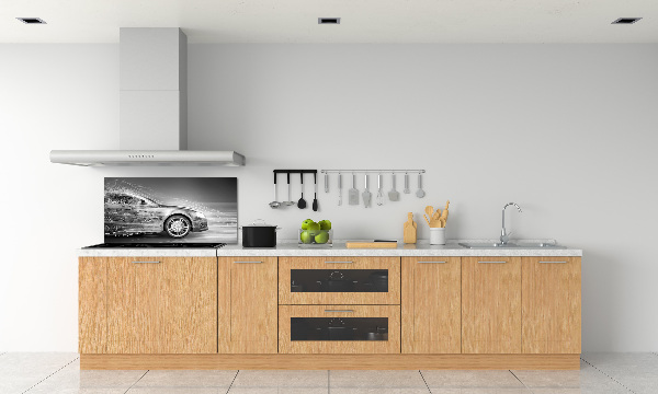 Spatscherm keuken Een auto die te hard rijdt