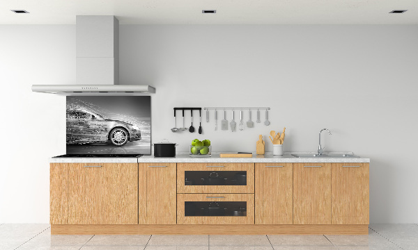 Spatscherm keuken Een auto die te hard rijdt