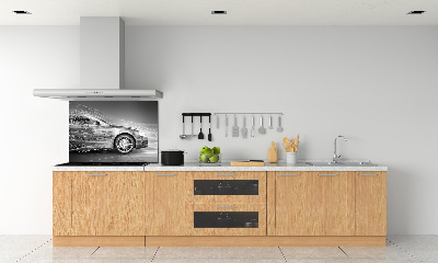 Spatscherm keuken Een auto die te hard rijdt