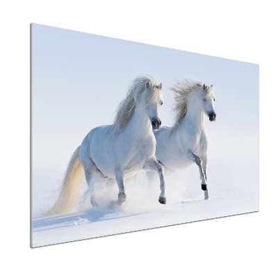 Keuken achterwand Twee paarden in de sneeuw