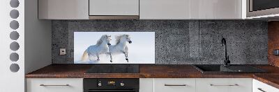 Keuken achterwand Twee paarden in de sneeuw