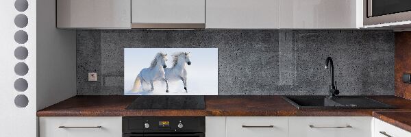 Keuken achterwand Twee paarden in de sneeuw
