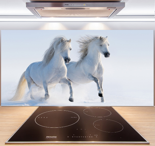 Keuken achterwand Twee paarden in de sneeuw