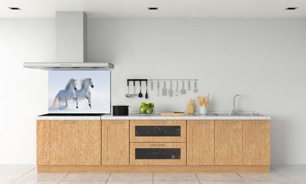 Keuken achterwand Twee paarden in de sneeuw