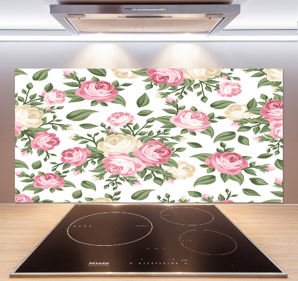 Glazen achterwand keuken Rozen
