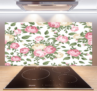Glazen achterwand keuken Rozen