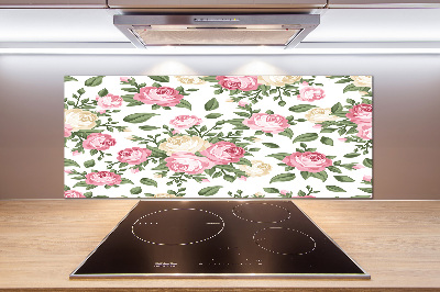 Glazen achterwand keuken Rozen