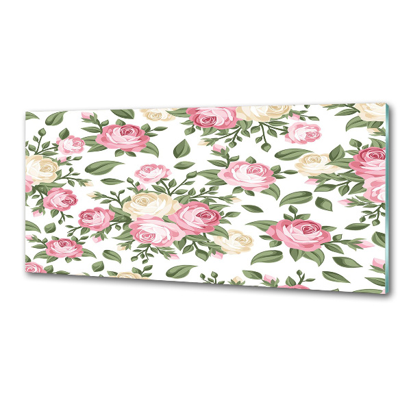 Panel szklany do kuchni Róże