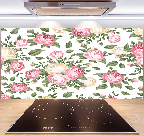 Glazen achterwand keuken Rozen
