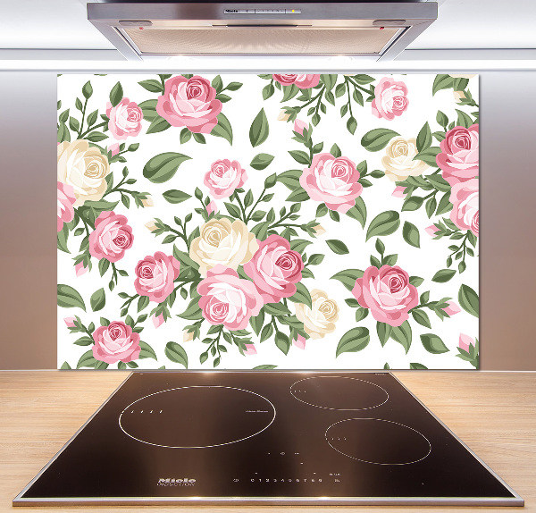 Glazen achterwand keuken Rozen