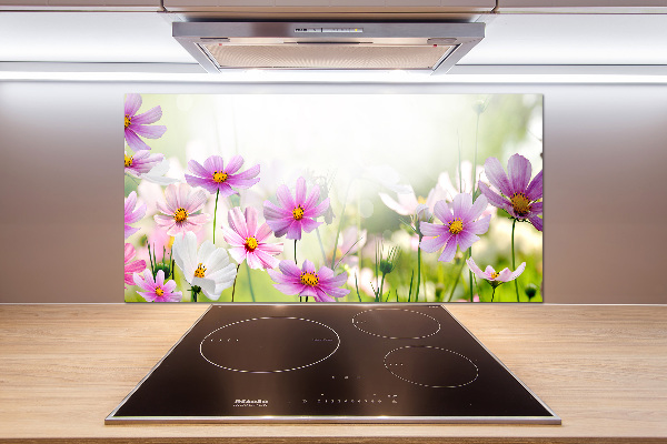 Spatplaat keuken Bloemen in de weide