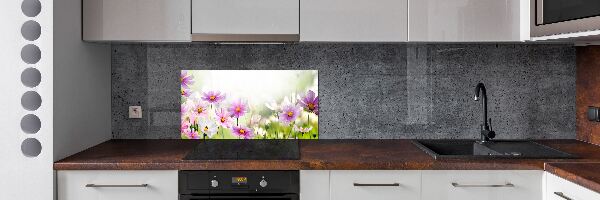 Spatplaat keuken Bloemen in de weide