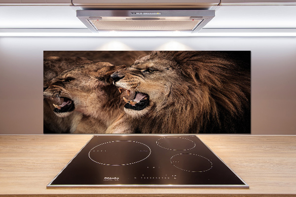 Glazen achterwand keuken Brullende leeuwen