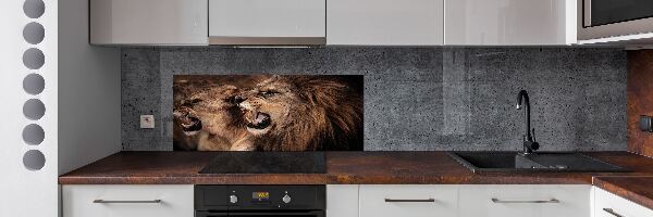 Glazen achterwand keuken Brullende leeuwen