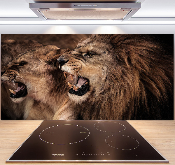 Glazen achterwand keuken Brullende leeuwen