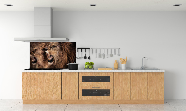 Glazen achterwand keuken Brullende leeuwen