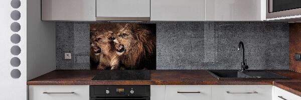 Glazen achterwand keuken Brullende leeuwen