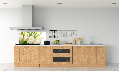 Glazen achterwand keuken Witte tulpen