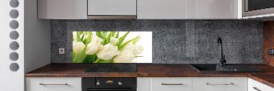 Glazen achterwand keuken Witte tulpen