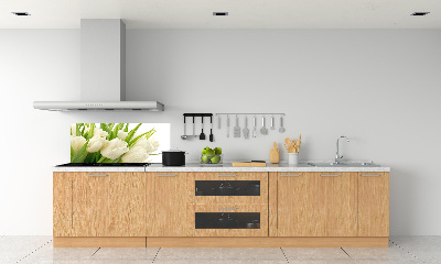 Glazen achterwand keuken Witte tulpen