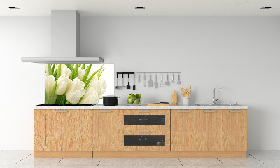 Glazen achterwand keuken Witte tulpen