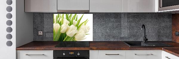 Glazen achterwand keuken Witte tulpen