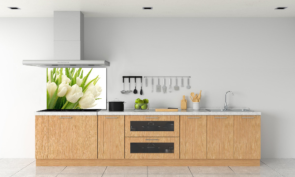 Glazen achterwand keuken Witte tulpen