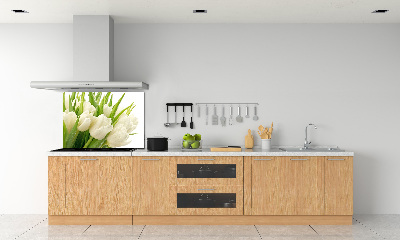 Glazen achterwand keuken Witte tulpen