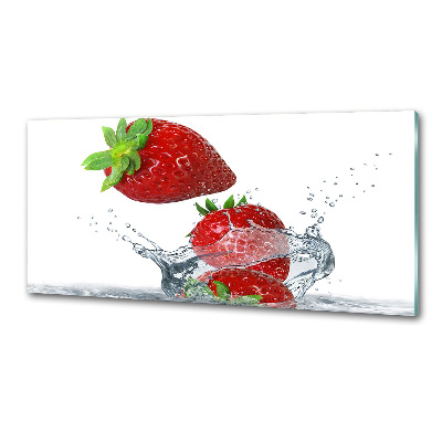 Glazen achterwand keuken Aardbeien en water