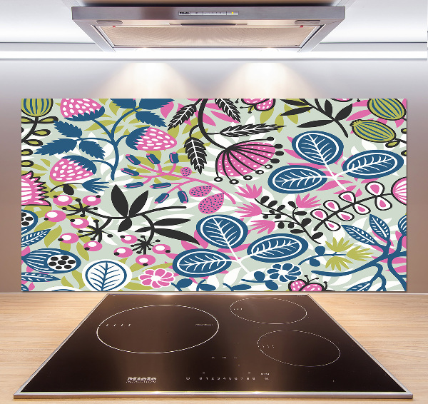 Achterwand keuken Bloemenpatroon