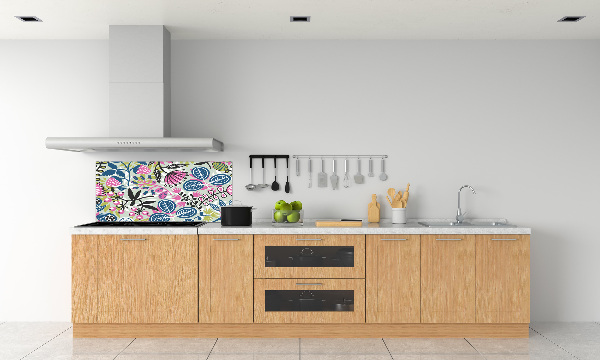 Achterwand keuken Bloemenpatroon