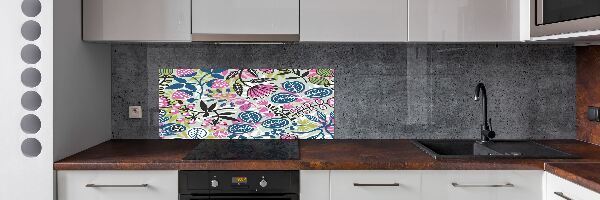Achterwand keuken Bloemenpatroon