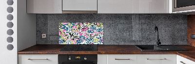 Achterwand keuken Bloemenpatroon
