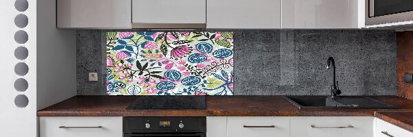 Achterwand keuken Bloemenpatroon