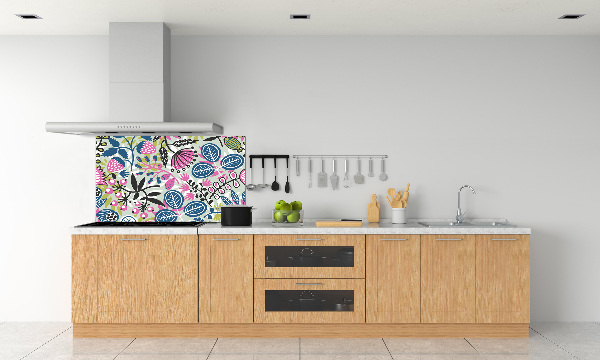 Achterwand keuken Bloemenpatroon