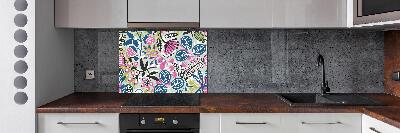 Achterwand keuken Bloemenpatroon