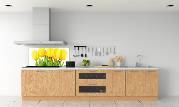 Spatscherm keuken Gele tulpen