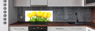 Spatscherm keuken Gele tulpen