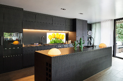 Spatscherm keuken Gele tulpen