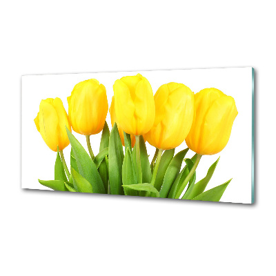 Spatscherm keuken Gele tulpen