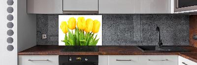 Spatscherm keuken Gele tulpen