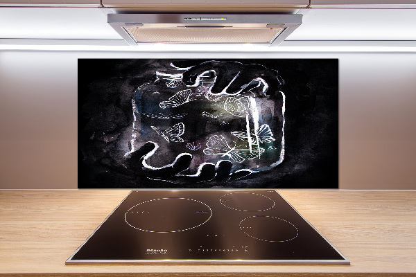 Glazen achterwand keuken Vlinders in een pot