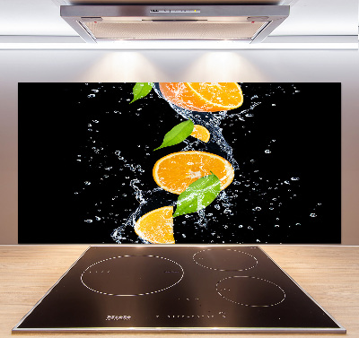 Glazen achterwand keuken Sinaasappels en water