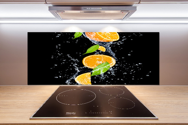 Glazen achterwand keuken Sinaasappels en water