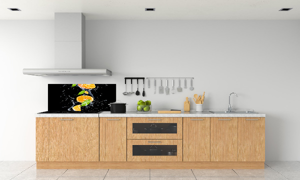 Glazen achterwand keuken Sinaasappels en water