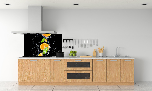 Glazen achterwand keuken Sinaasappels en water