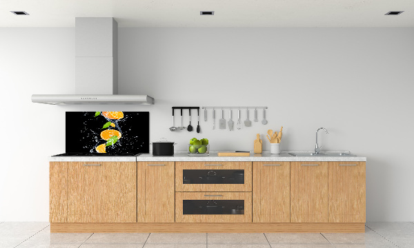 Glazen achterwand keuken Sinaasappels en water