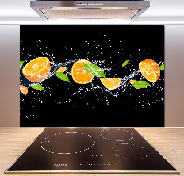 Glazen achterwand keuken Sinaasappels en water