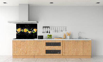 Glazen achterwand keuken Sinaasappels en water